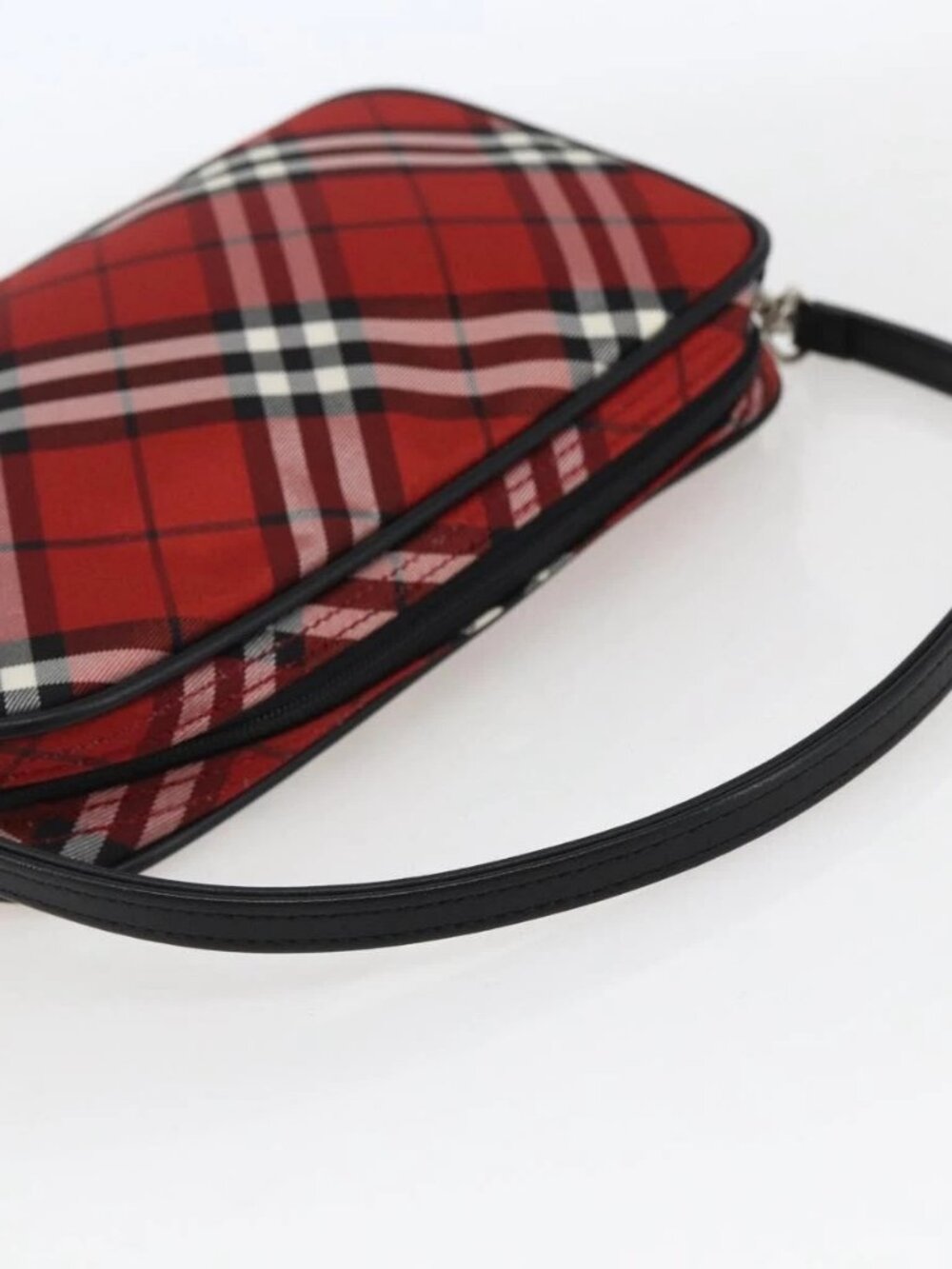 BURBERRY Nova Check Blue Label Accessory Pouch Nylon Red Black Auth am10838V - Picture 8 of 16